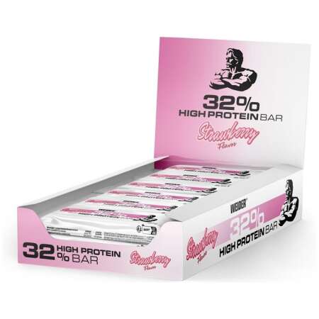 Weider 32% High Protein Bar, Strawberry - 12 x 60g