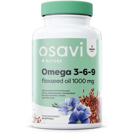 Osavi Omega 3-6-9 Flaxseed Oil, 1000mg - 60 softgels
