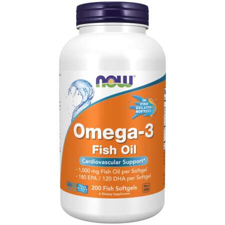 NOW Foods Omega-3 Fish Oil, Molecularly Distilled - 200 fish softgels