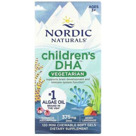 Nordic Naturals Children's DHA Vegetarian, 375mg Berry Lemonade - 120 chewables