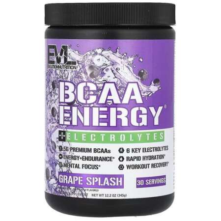 EVLution Nutrition BCAA Energy + Electrolytes, Grape Splash - 345g