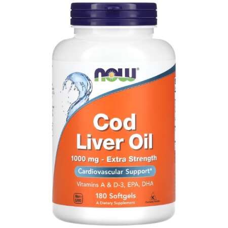 NOW Foods Cod Liver Oil, 1000mg Extra Strength - 180 softgels