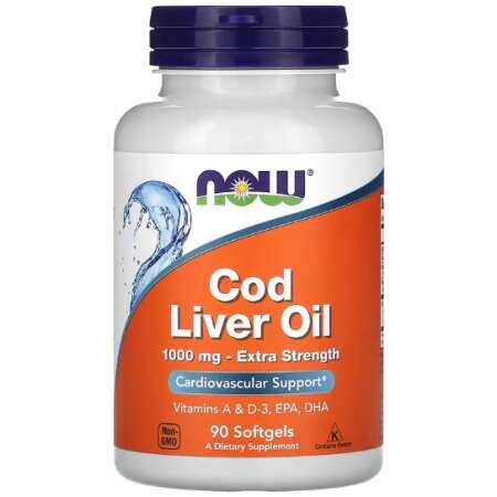 NOW Foods Cod Liver Oil, 1000mg Extra Strength - 90 softgels