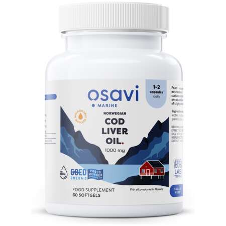 Osavi Norwegian Cod Liver Oil Softgels, 1000mg (Lemon) - 60 softgels
