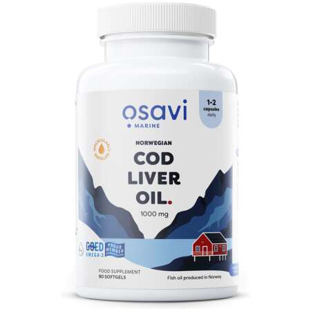 Osavi Norwegian Cod Liver Oil Softgels, 1000mg (Lemon) - 90 softgels