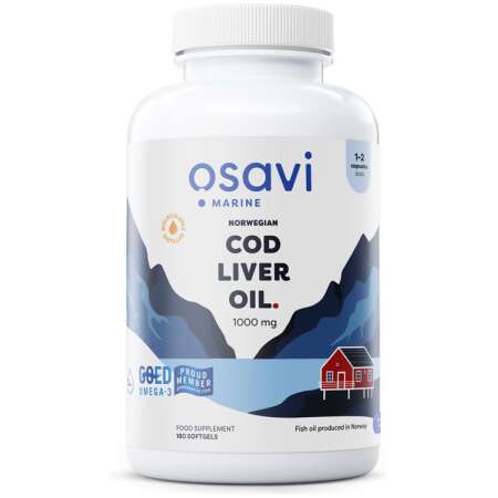 Osavi Norwegian Cod Liver Oil Softgels, 1000mg (Lemon) - 180 softgels