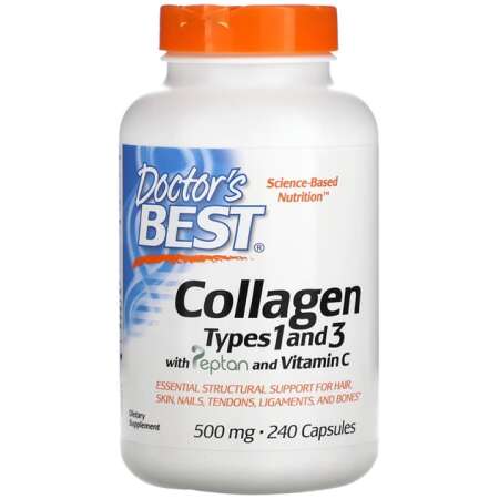 Doctor's Best Collagen Types 1 and 3 with Peptan and Vitamin C, 500mg - 240 caps