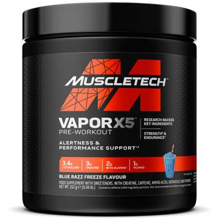 MuscleTech Vapor X5 Pre-Workout, Blue Razz Freeze - 252g