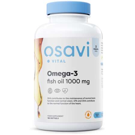 Osavi Omega-3 Fish Oil Molecularly Distilled, 1000mg (Lemon) - 180 softgels