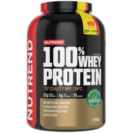 Nutrend 100% Whey Protein, Banana + Strawberry - 2250g