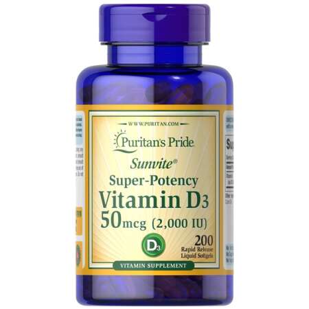 Puritan's Pride Super-Potency Vitamin D3, 50mcg - 200 softgels