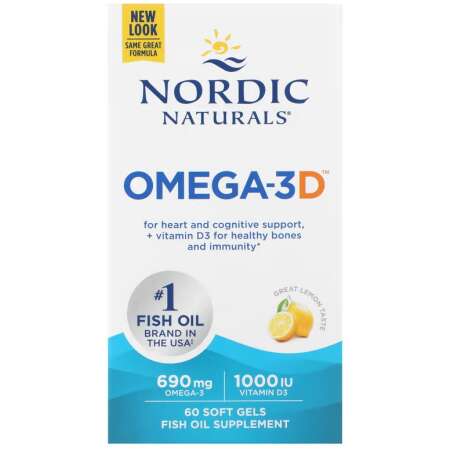 Nordic Naturals Omega-3D, 690mg Lemon - 60 softgels