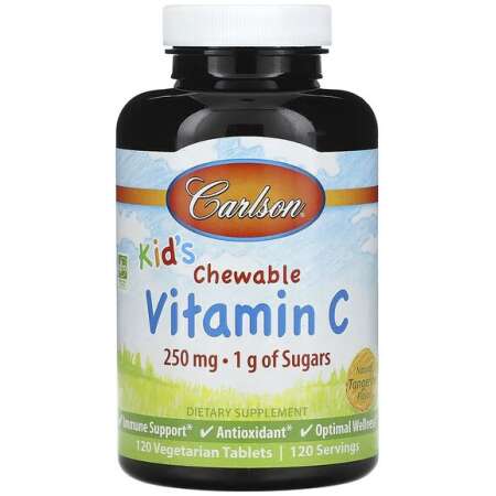 Carlson Labs Kid's Chewable Vitamin C, 250mg Natural Tangerine - 120 vegetarian tablets
