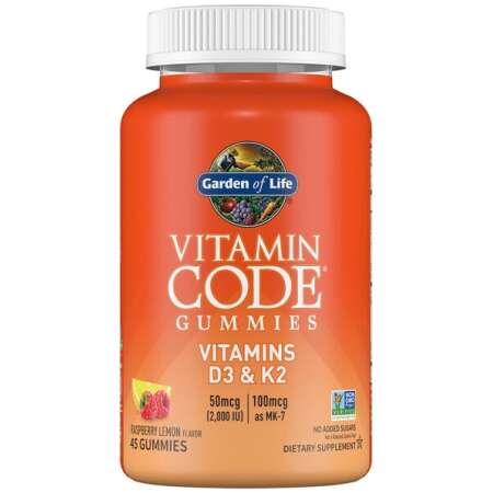 Garden of Life Vitamin Code Gummies Vitamins D3 & K2, Raspberry Lemon - 45 gummies