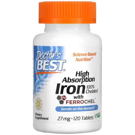 Doctor's Best High Absorption Iron, 27mg - 120 tablets