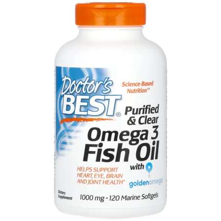 Doctor's Best Purified & Clear Omega 3 Fish Oil, 1000mg - 120 marine softgels