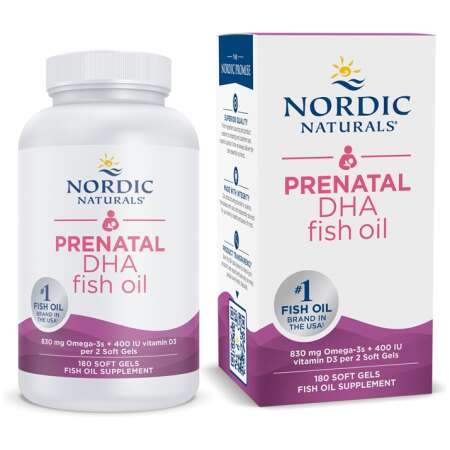 Nordic Naturals Prenatal DHA, 830mg Omega-3 + 400 IU D3 Unflavored (EAN 768990891045) - 180 softgels