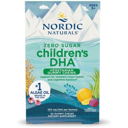 Nordic Naturals Children's DHA Vegetarian Gummy Chews, 250mg Passion Fruit Lemon - 30 gummies