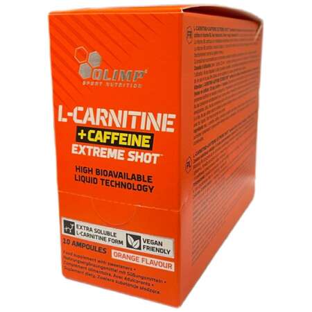 Olimp Nutrition L-Carnitine + Caffeine Extreme Shot, Orange - 10 x 25 ml.