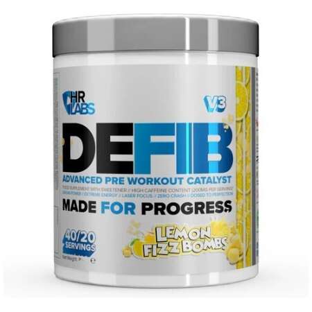 HR Labs Defib V3 - Advanced Pre Workout Catalyst, Lemon Fizz Bombs - 440g