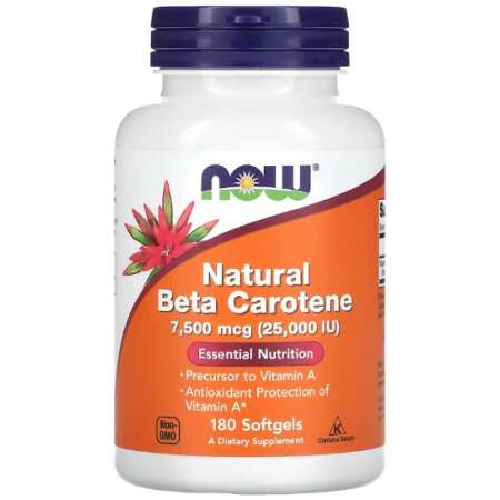 NOW Foods Beta Carotene Natural, 25 000 IU - 180 softgels