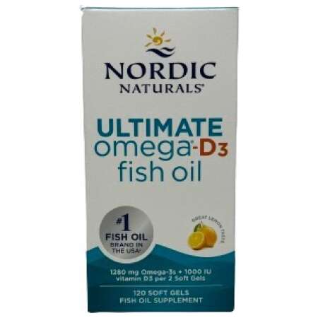 Nordic Naturals Ultimate Omega-D3 Fish Oil, 1280mg Lemon - 120 softgels