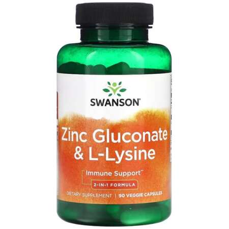 Swanson Zinc Gluconate & L-Lysine - 90 vcaps