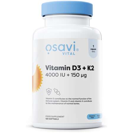 Osavi Vitamin D3 + K2, 4000IU + 150mcg - 120 softgels