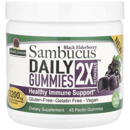 Nature's Answer Sambucus Daily Gummies 2X Strength, Black Elderberry - 45 vegan gummies