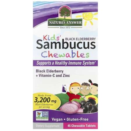 Nature's Answer Kid's Sambucus Chewables, Black Elderberry - 45 chewable tablets