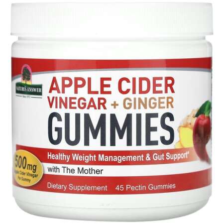 Nature's Answer Apple Cider Vinegar + Ginger Gummies - 45 pectin gummies