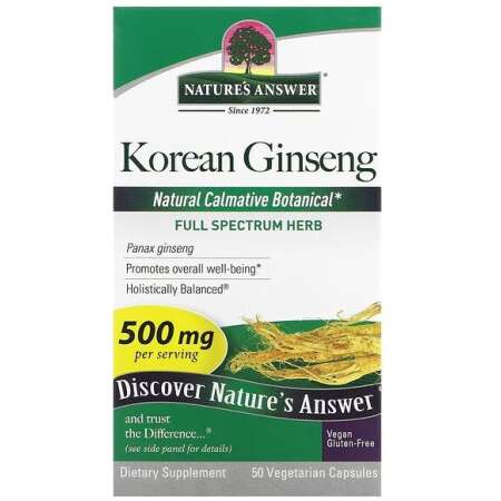 Nature's Answer Korean Ginseng, 500mg - 50 vcaps