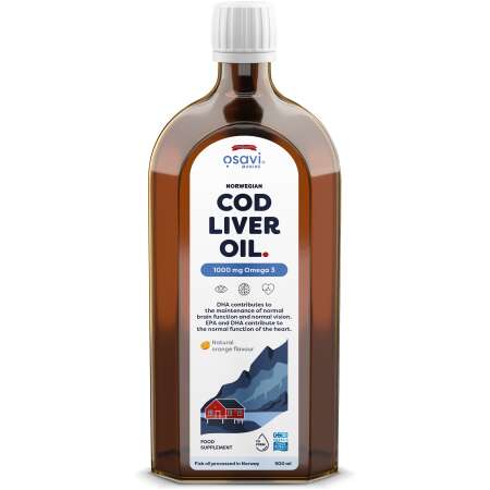 Osavi Norwegian Cod Liver Oil, 1000mg Omega 3 (Orange) - 500 ml.