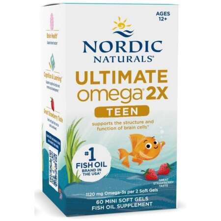Nordic Naturals Ultimate Omega 2X Fish Oil TEEN, Strawberry - 60 mini softgels