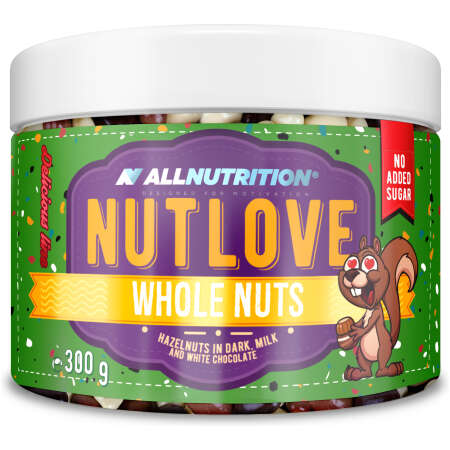 Allnutrition Nutlove Whole Nuts, Hazelnuts in Dark Milk and White Chocolate - 300g