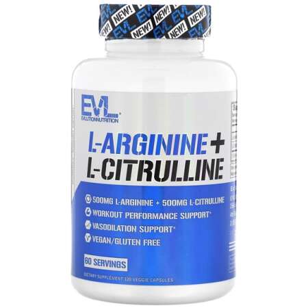 EVLution Nutrition L-Arginine + L-Citrulline, Capsules - 120 vcaps