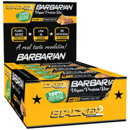 Stacker2 Europe Barbarian Vegan Protein Bar, Peanut Butter - 12 x 40g