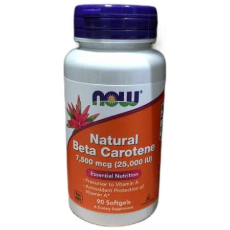 NOW Foods Beta Carotene Natural, 7 500 mcg (25 000 IU) - 90 softgels