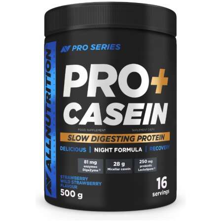 Allnutrition Pro+ Casein, Strawberry-Wild Strawberry - 500g