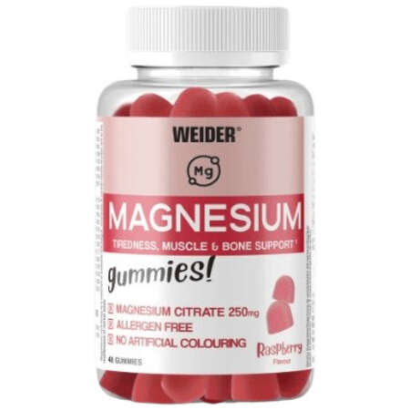Weider Magnesium Gummies, Raspberry - 48 gummies