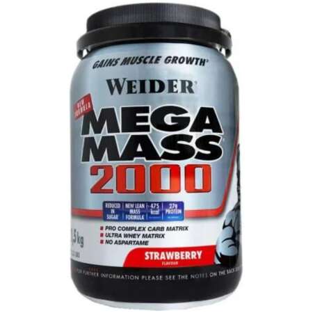 Weider Mega Mass 2000, Strawberry - 1500g