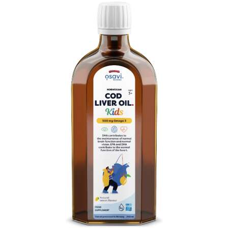 Osavi Norwegian Cod Liver Oil Kids, 500mg Omega 3 (Lemon) - 250 ml.
