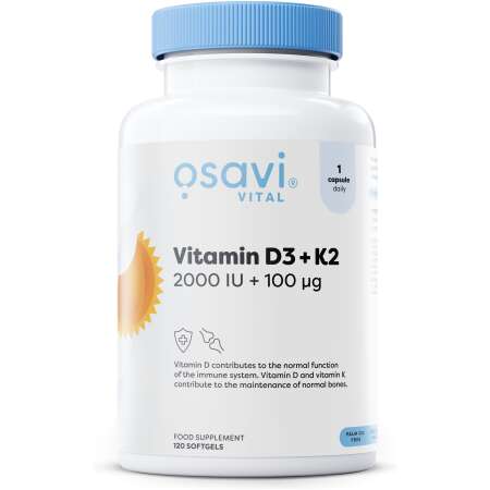 Osavi Vitamin D3 + K2, 2000IU + 100mcg - 120 softgels