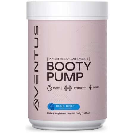 Aventus Supplements Booty Pump - Premium Pre-Workout, Blue Bolt - 390g