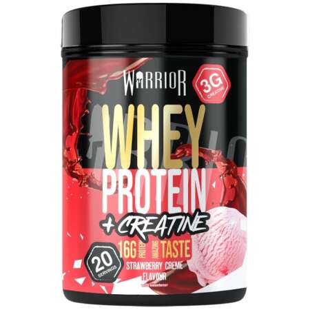 Warrior Whey Protein + Creatine, Strawberry Creme - 500g