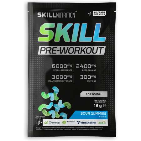 Skill Nutrition Skill Pre-Workout, Sour Gummies - 16g (1 serving)