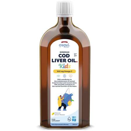 Osavi Norwegian Cod Liver Oil Kids, 500mg Omega 3 (Lemon) - 500 ml.