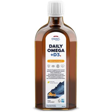 Osavi Daily Omega + D3, 1600mg Omega 3 (Natural Lemon) - 250 ml.