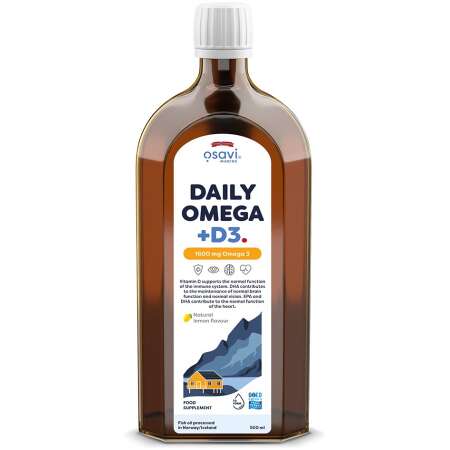 Osavi Daily Omega + D3, 1600mg Omega 3 (Natural Lemon) - 500 ml.