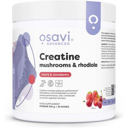 Osavi Creatine, Mushrooms & Rhodiola, Cherry & Strawberry - 300g